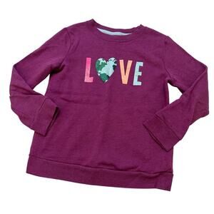 Cat & Jack Girl's Purple Sweatshirt sz S LOVE Earth theme